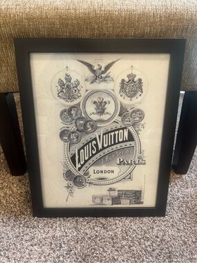 NEW LV LOUIS VUITTON PICTURE WALL ART * Glass & Wooden Frame *